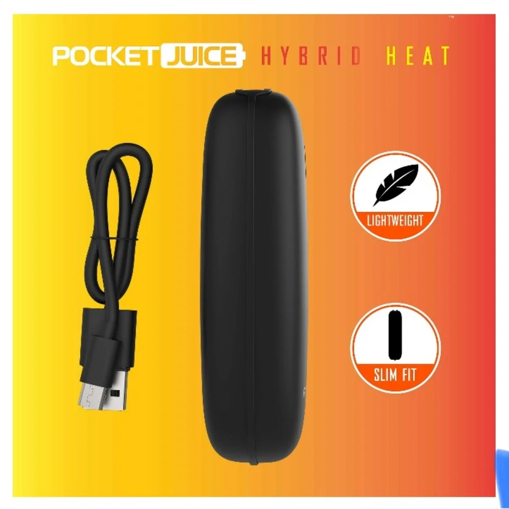 Pocket Juice Hybrid Heat, Rechargeable Pocket Hand Warmer and 5200mAh USB Power